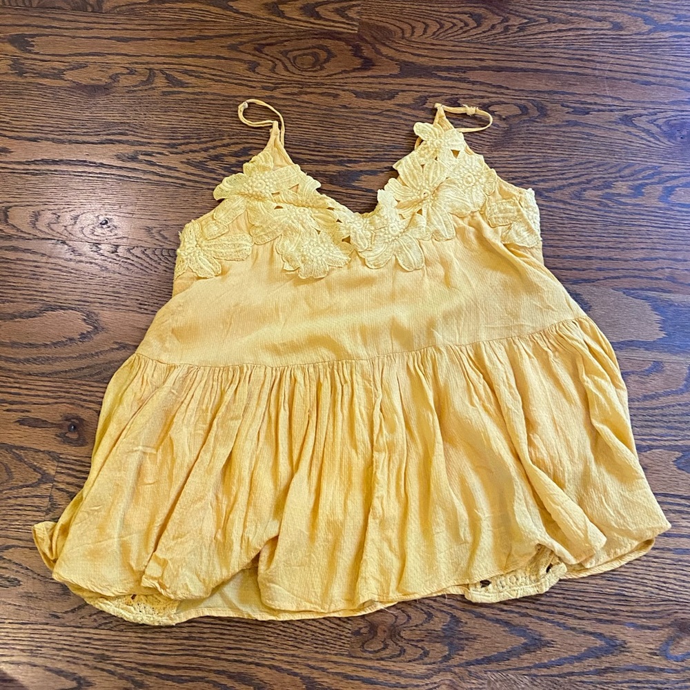 Yellow Lace cami with floral detail